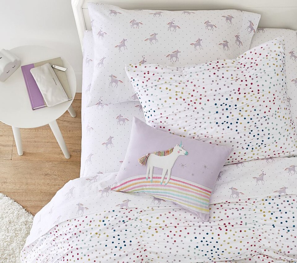 Unicorn Rainbow Organic Sheet Set & Pillowcases Pottery Barn Kids UK